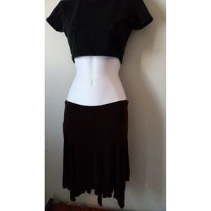 Speechless Womens Brown  Silky Midi Skirt Size S Fit n Flare Uneven Bottom Hem